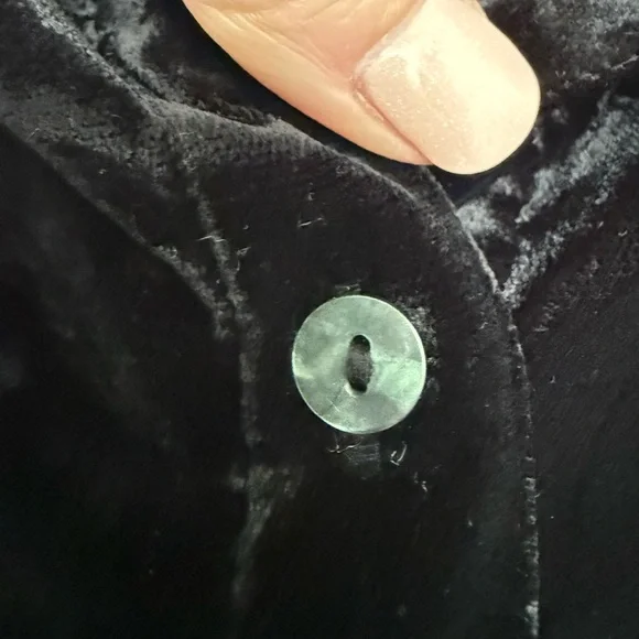 Natural Life Black Velvet with Floral Patterned accent button down top - Picture 5 of 8